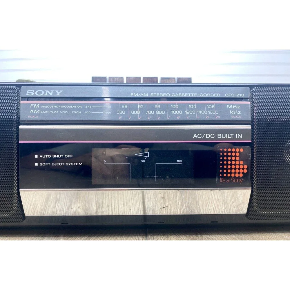 Vintage Sony CFS-210 AM/FM Stereo Cassette Recorder Sound Rider Boombox Works - Picture 3 of 9